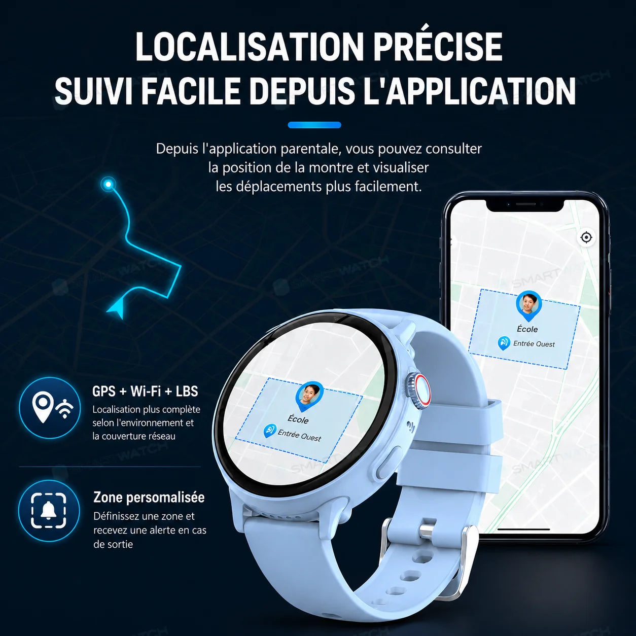 Montre connectée enfant 4G avec GPS, appels vidéo | PureVision SW9150