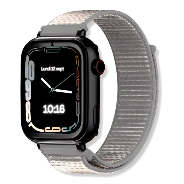 Montre Connectée enfant et ados 4G GPS SW-9417 avec un Apple Watch noire et boucle en nylon
