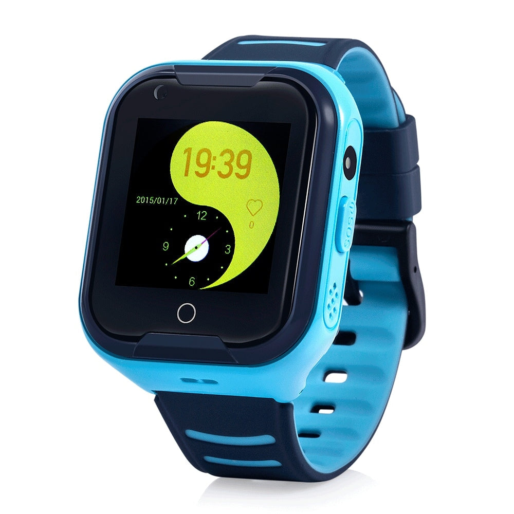 Montre connectée enfant GPS 4G SW-8167 bleue et noire affichant 19:39