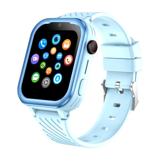 Montre Connectée Enfant GPS 4G SW-8185 bleue avec icônes d’applications colorées