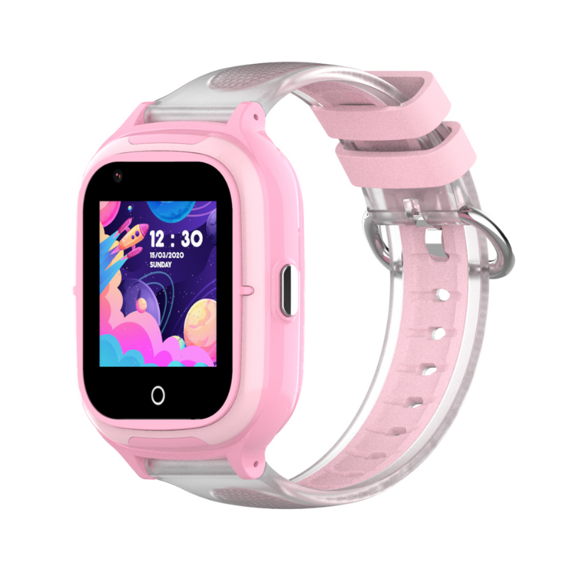 Montre connectée enfant pink avec bracelet transparent et rose SW-8258