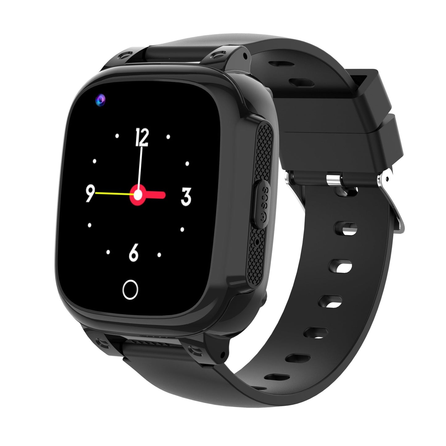 Montre Connectée Enfant GPS 4G SW-9158 avec affichage analogique et bracelet silicone noir