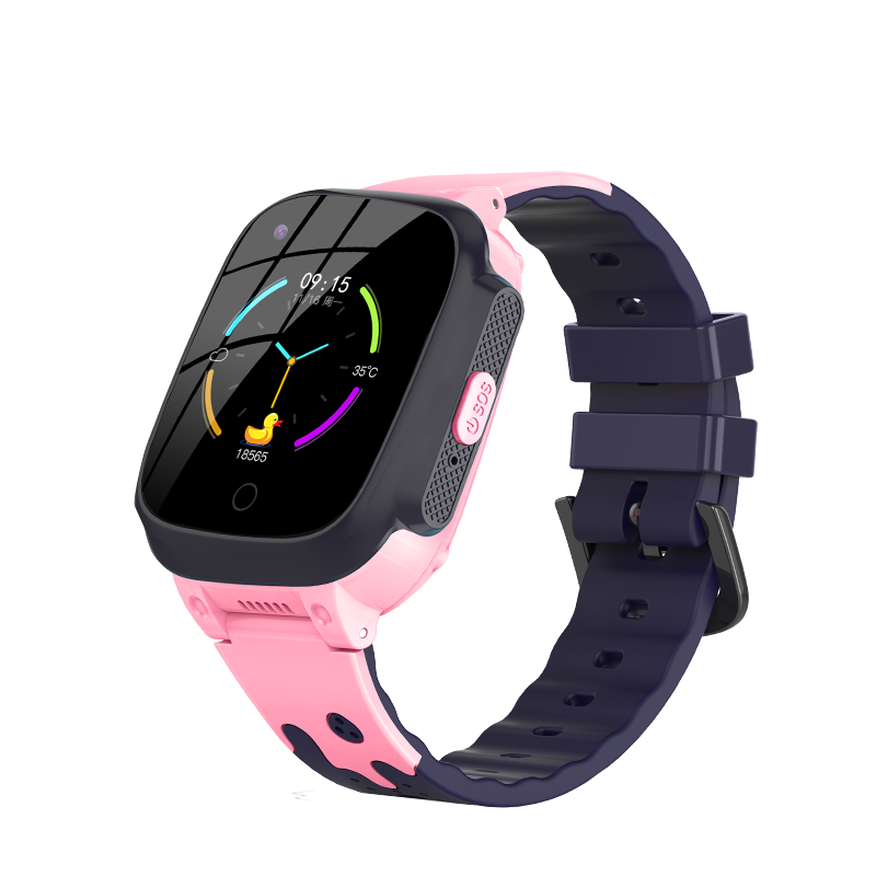 Montre Connectée Enfant GPS 4G SW-9158, smartwatch rose et bleu marine avec écran carré
