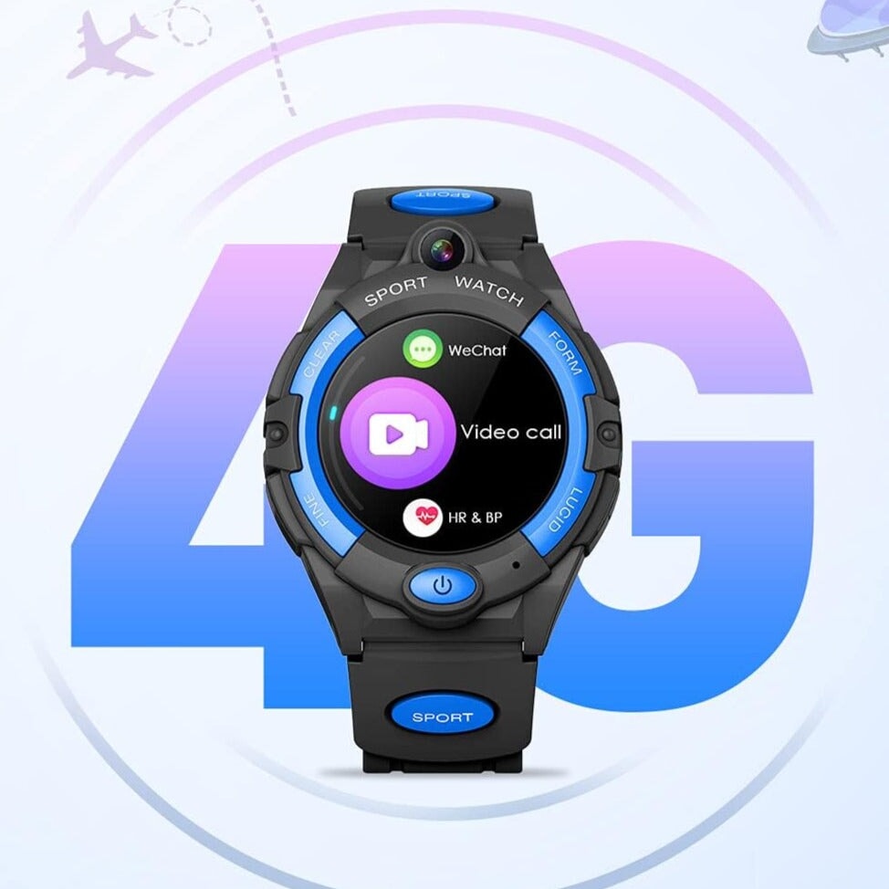 Montre Connectée Enfant GPS 4G SW-9401 noire et bleue avec notifications d’applications