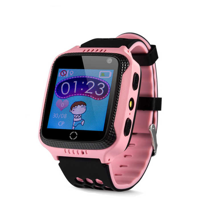 Montre connectée pour enfants SW-5129 rose et noire avec affichage numérique cartoon