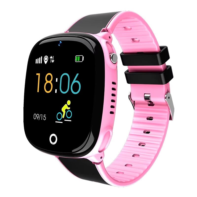Montre Connectée Enfant GPS SW-7863 rose et noire avec affichage digital et icônes fitness