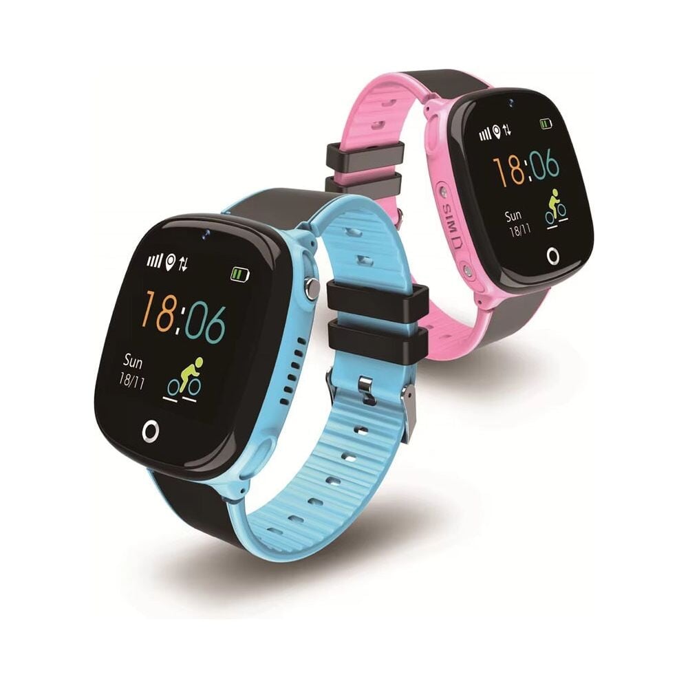 Deux montres connectées enfant GPS SW-7863 avec bracelets en silicone roses et bleus