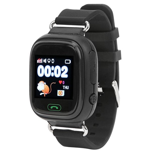 Montre Connectée Enfant GPS SW-7999 avec écran numérique et bracelet en silicone noir