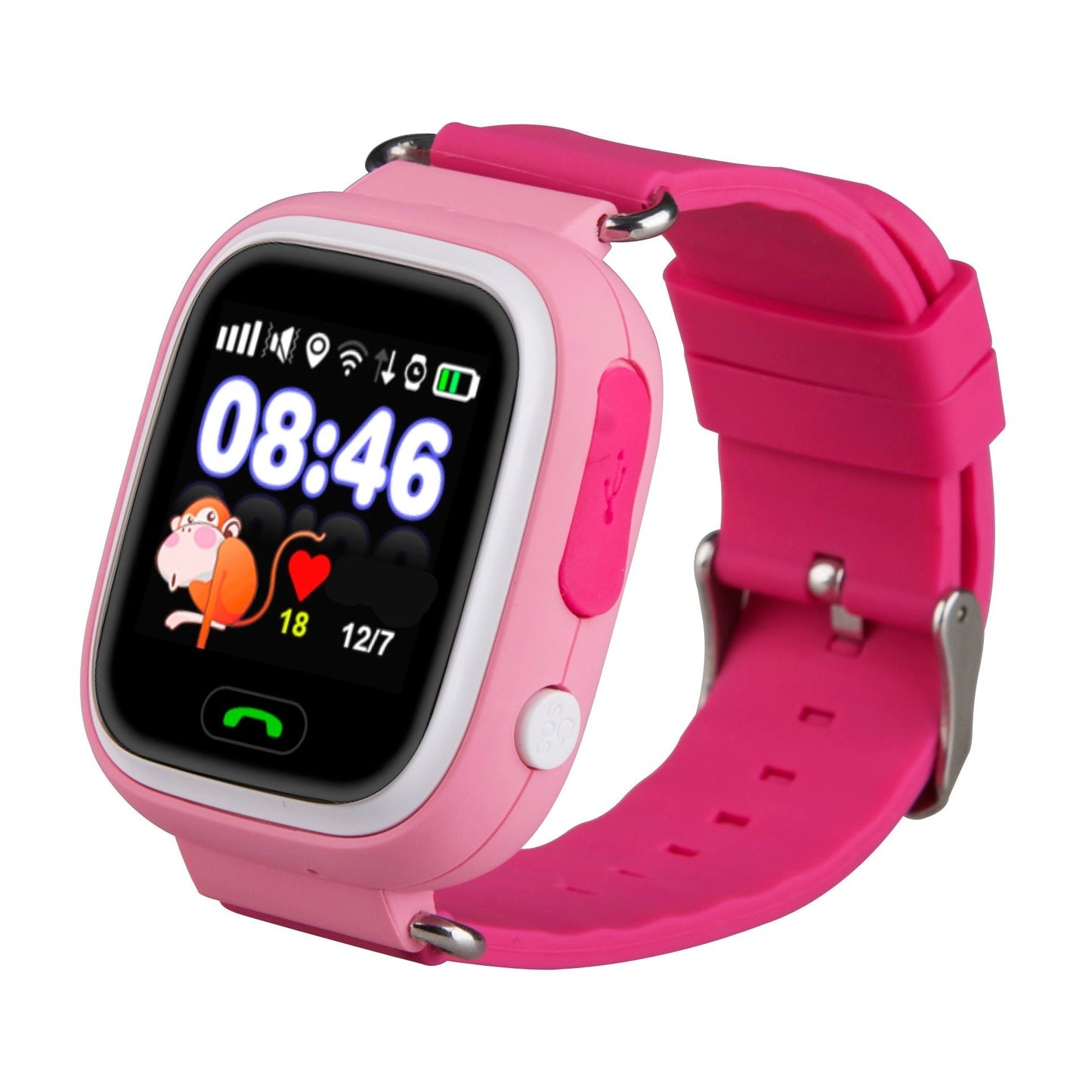 Montre connectée enfant GPS SW-7999 rose avec écran digital et bracelet en silicone