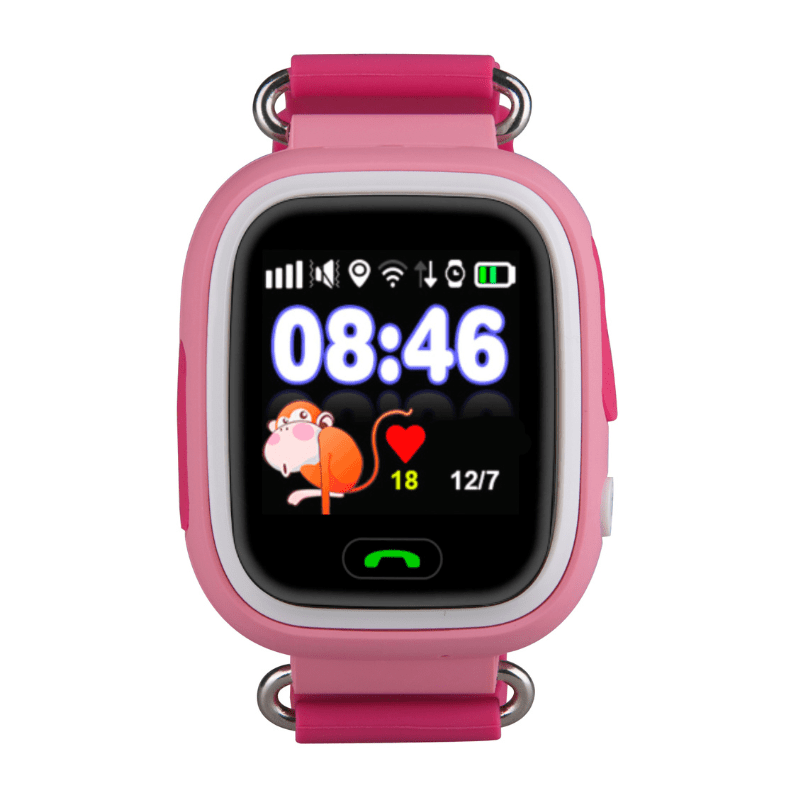 Montre Connectée Enfant GPS SW-7999 rose avec écran numérique affichant 08:46