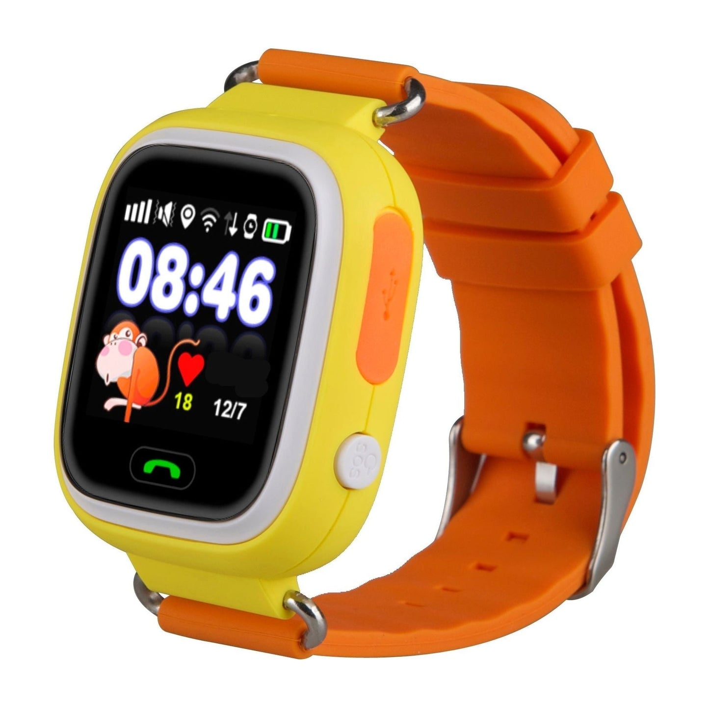 Montre Connectée Enfant GPS SW-7999 jaune et orange avec affichage numérique