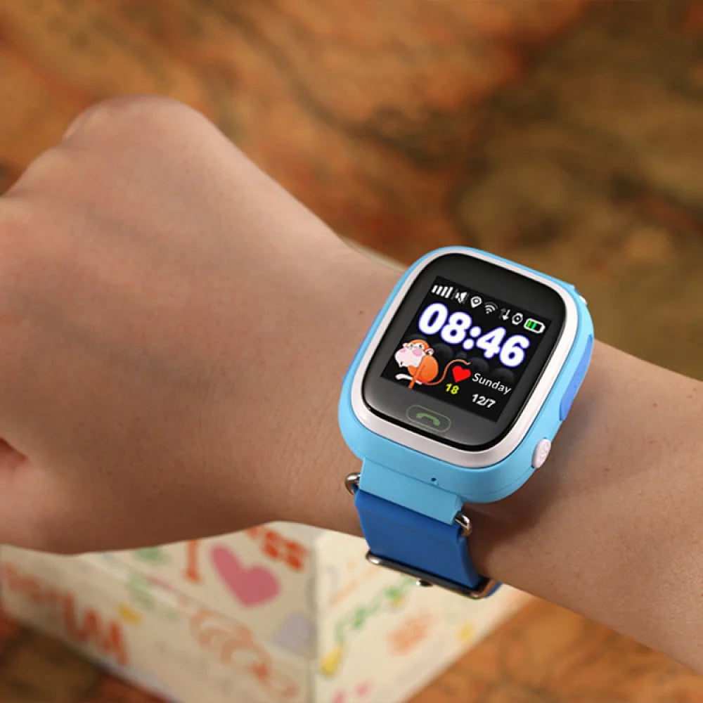 Montre Connectée Enfant GPS SW-7999, montre connectée bleu clair avec interface numérique