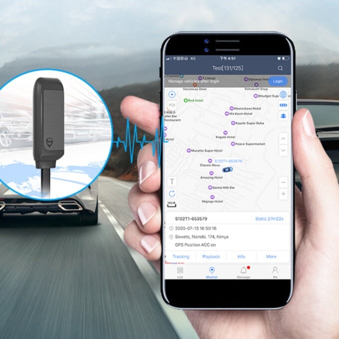 GPS Tracker pour Voiture et Moto avec interface d’application mobile sur smartphone