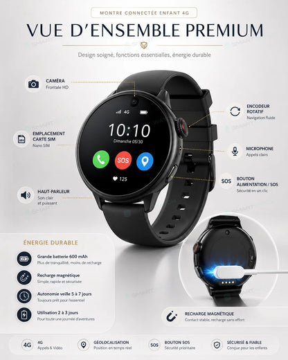 Montre connectée enfant 4G avec GPS, appels vidéo | PureVision SW9150