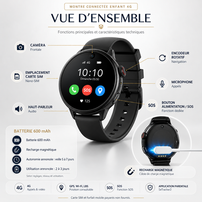 Montre connectée enfant 4G avec GPS, appels vidéo | PureVision SW9150