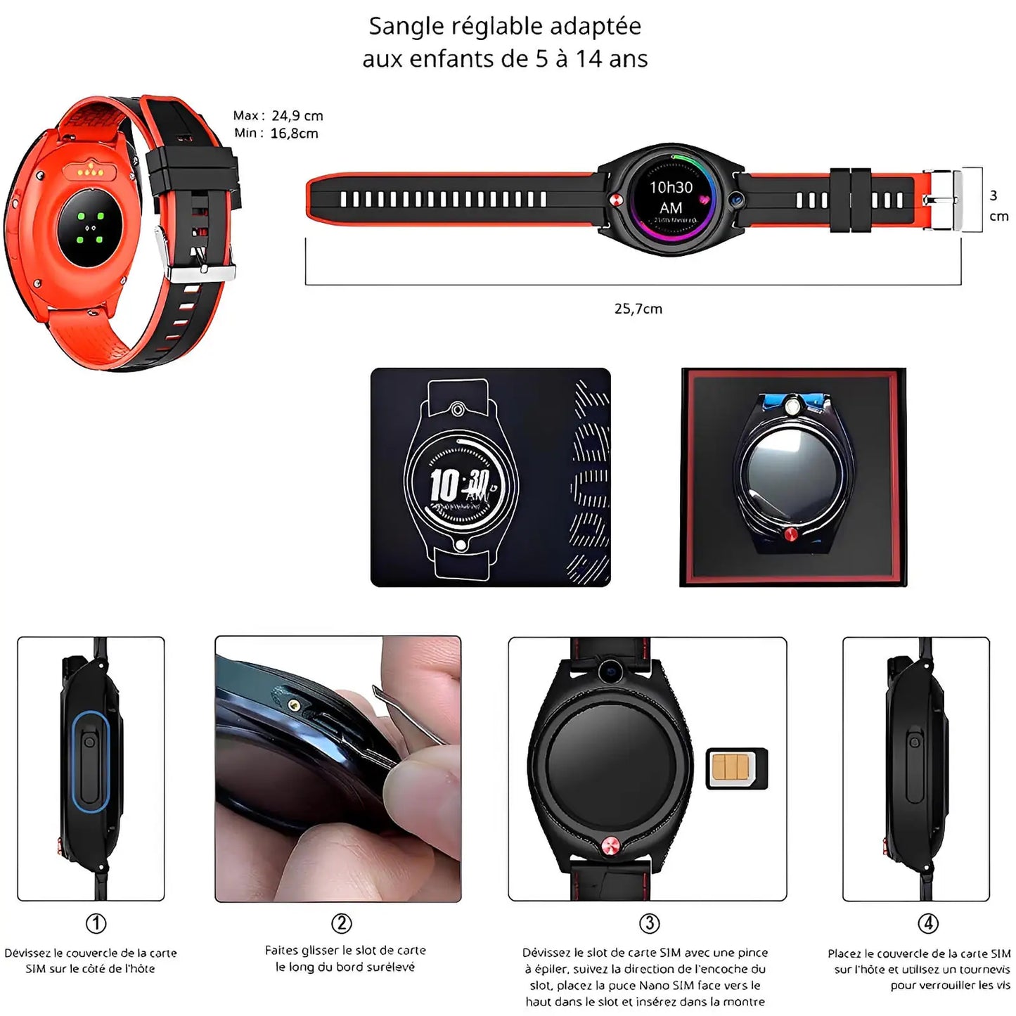 Montre Connectée Enfant capteur fréquence cardiaque et GPS 4G  | Sportwatch+ SW9401